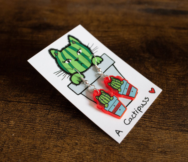 Cactipuss UV Acrylic Earrings
