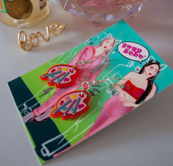 Pencil Palette UV Acrylic Earrings - Image 2