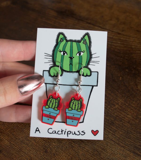 Cactipuss UV Acrylic Earrings - Image 2